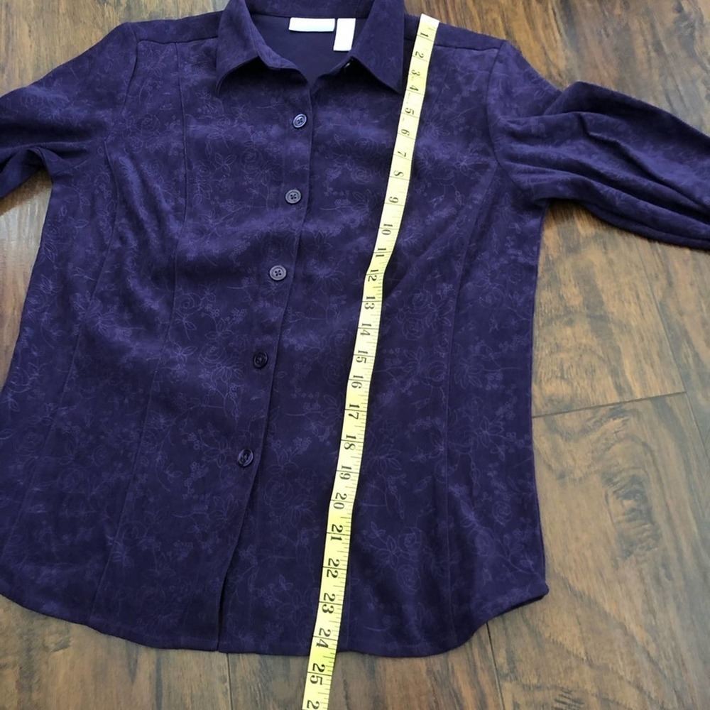 Cascade Blue Purple Floral Embossed Velvet Top - Picture 10 of 10